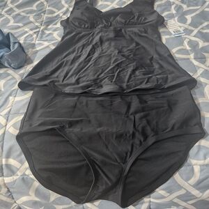 DKNY Black Chemise & Slip Set
